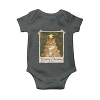 Meowy Christmas Baby Onesie Funny Cat Xmas Tree Retro Vintage Photo - Wonder Print Shop
