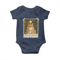 Meowy Christmas Baby Onesie Funny Cat Xmas Tree Retro Vintage Photo - Wonder Print Shop