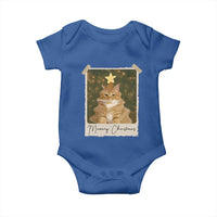 Meowy Christmas Baby Onesie Funny Cat Xmas Tree Retro Vintage Photo - Wonder Print Shop