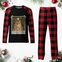Meowy Christmas Plaid Pajama Set Funny Cat Xmas Tree Retro Vintage Photo - Wonder Print Shop