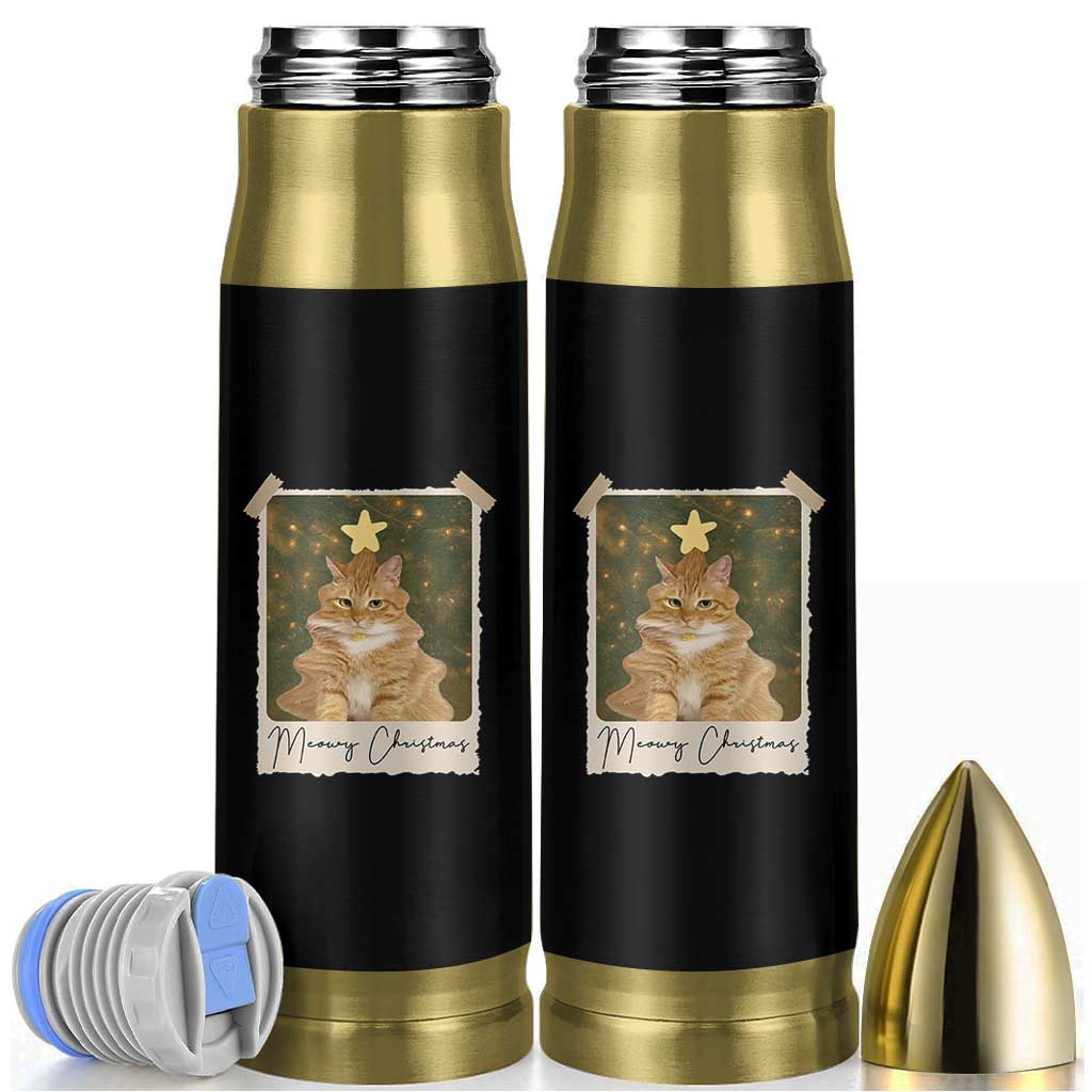 Meowy Christmas Bullet Tumbler Funny Cat Xmas Tree Retro Vintage Photo - Wonder Print Shop