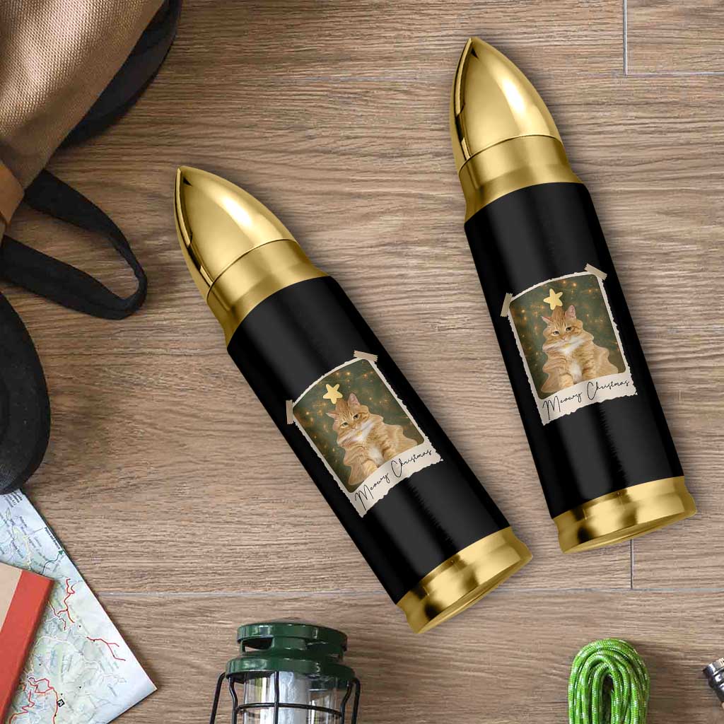 Meowy Christmas Bullet Tumbler Funny Cat Xmas Tree Retro Vintage Photo - Wonder Print Shop