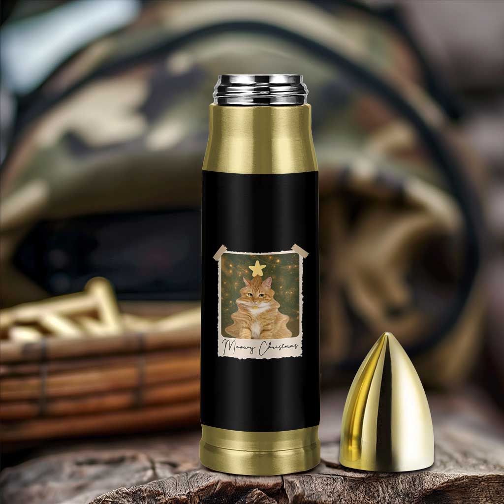 Meowy Christmas Bullet Tumbler Funny Cat Xmas Tree Retro Vintage Photo - Wonder Print Shop