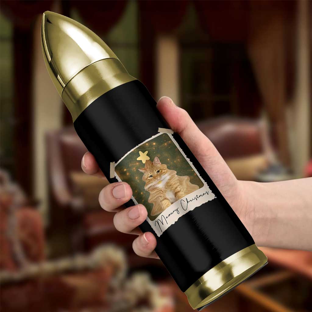 Meowy Christmas Bullet Tumbler Funny Cat Xmas Tree Retro Vintage Photo - Wonder Print Shop