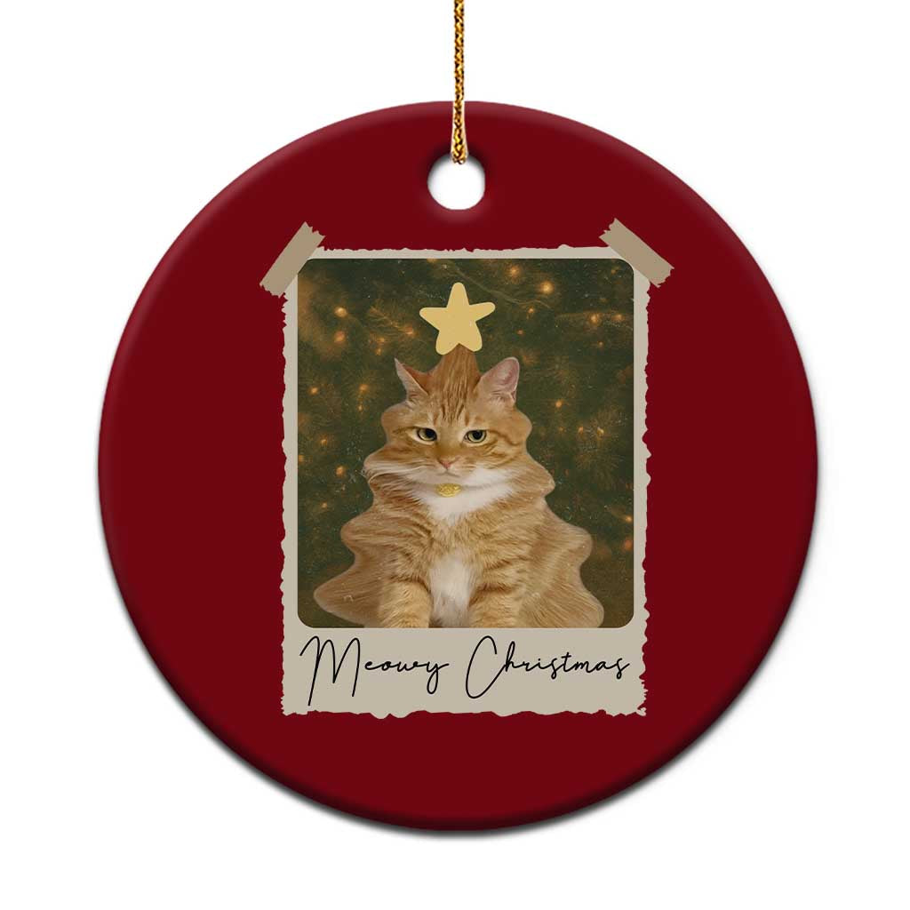 Meowy Christmas Ceramic Ornament Funny Cat Xmas Tree Retro Vintage Photo - Wonder Print Shop