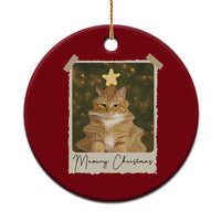 Meowy Christmas Ceramic Ornament Funny Cat Xmas Tree Retro Vintage Photo - Wonder Print Shop