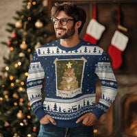 Meowy Xmas Ugly Christmas Sweater Funny Cat Xmas Tree Retro Vintage Photo - Wonder Print Shop
