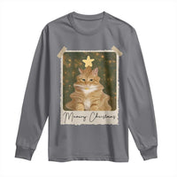 Meowy Christmas Long Sleeve Shirt Funny Cat Xmas Tree Retro Vintage Photo - Wonder Print Shop