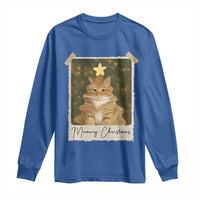 Meowy Christmas Long Sleeve Shirt Funny Cat Xmas Tree Retro Vintage Photo - Wonder Print Shop