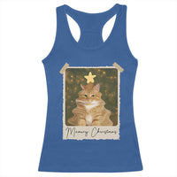 Meowy Christmas Racerback Tank Top Funny Cat Xmas Tree Retro Vintage Photo - Wonder Print Shop
