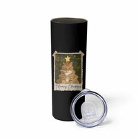Meowy Christmas Skinny Tumbler Funny Cat Xmas Tree Retro Vintage Photo - Wonder Print Shop