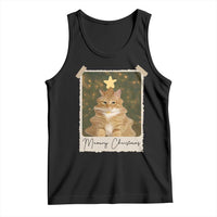 Meowy Christmas Tank Top Funny Cat Xmas Tree Retro Vintage Photo - Wonder Print Shop