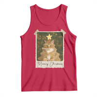 Meowy Christmas Tank Top Funny Cat Xmas Tree Retro Vintage Photo - Wonder Print Shop
