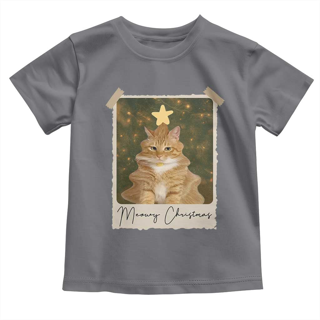 Meowy Christmas Toddler T Shirt Funny Cat Xmas Tree Retro Vintage Photo - Wonder Print Shop