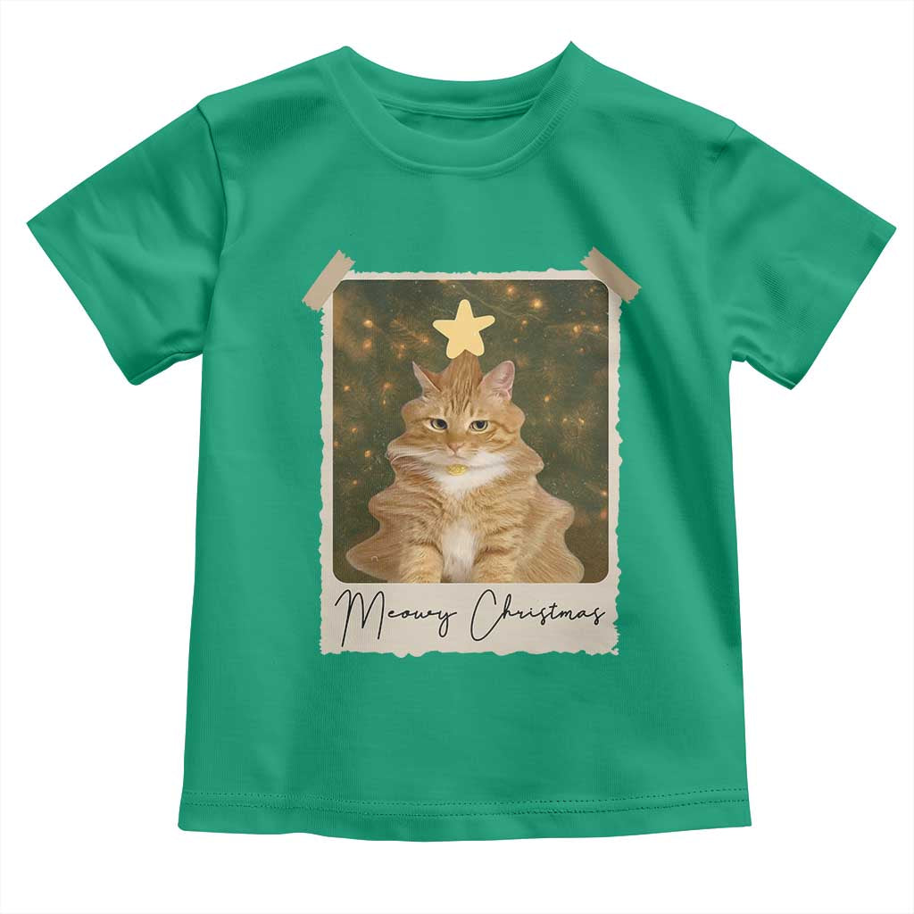Meowy Christmas Toddler T Shirt Funny Cat Xmas Tree Retro Vintage Photo - Wonder Print Shop