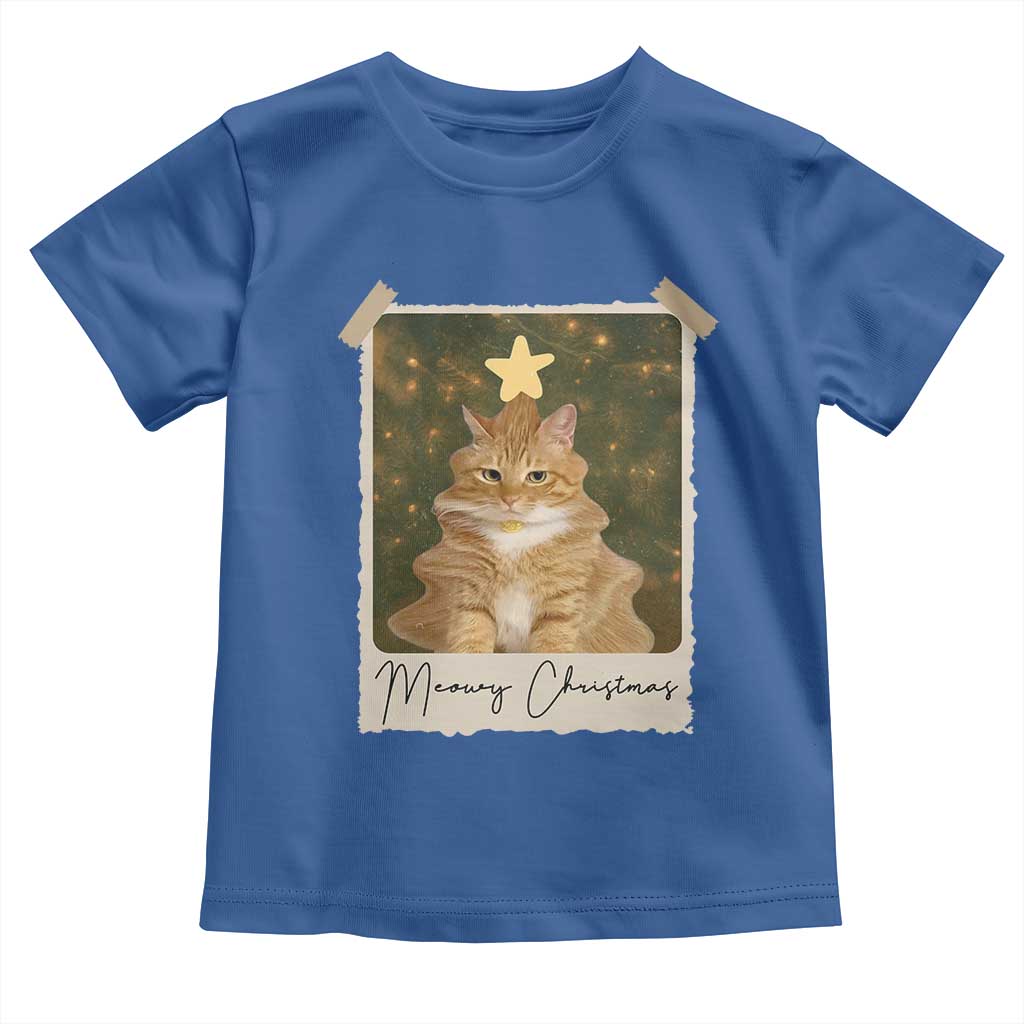 Meowy Christmas Toddler T Shirt Funny Cat Xmas Tree Retro Vintage Photo - Wonder Print Shop