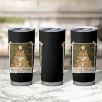 Meowy Christmas Tumbler Cup Funny Cat Xmas Tree Retro Vintage Photo - Wonder Print Shop