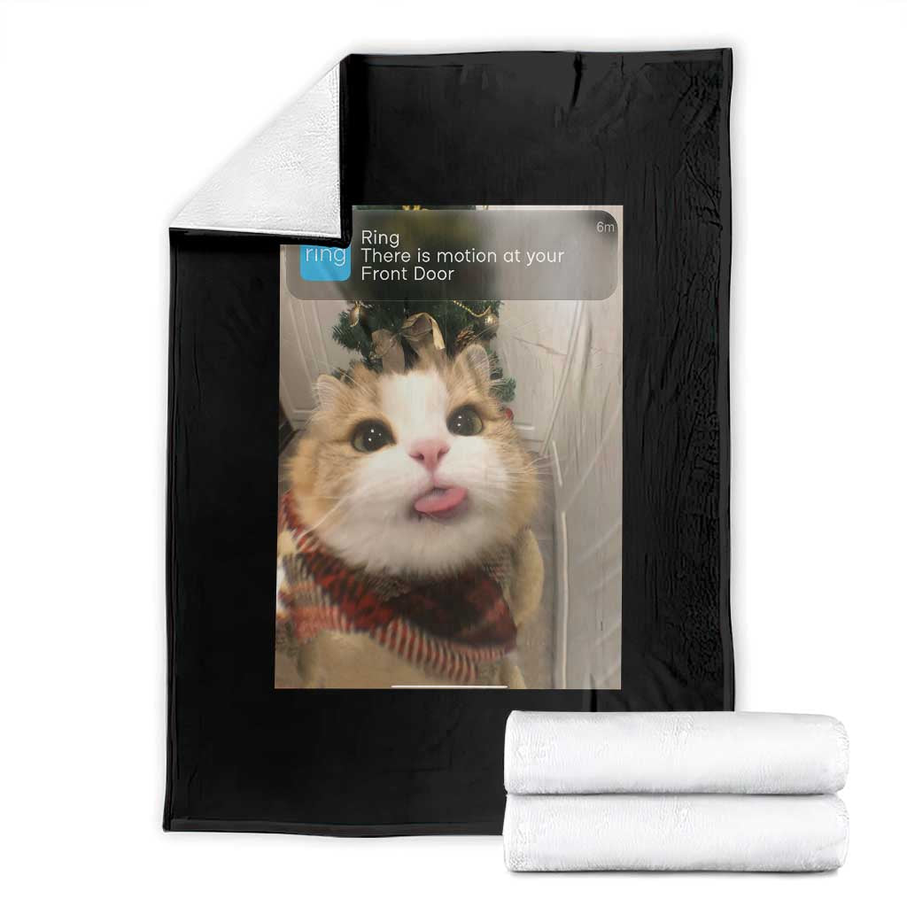 Funny Cat Christmas Throw Blanket Ring There is Motion at Your Front Door Meme Xmas Tree - Wonder Print Shop