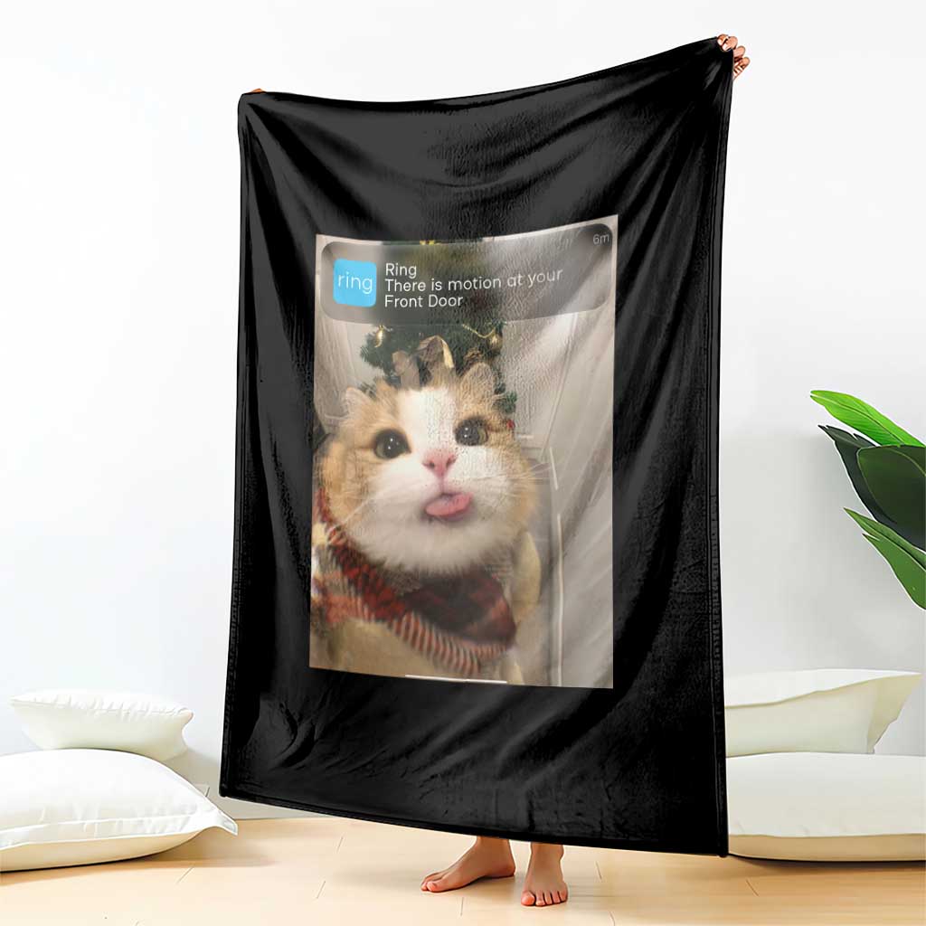 Funny Cat Christmas Throw Blanket Ring There is Motion at Your Front Door Meme Xmas Tree - Wonder Print Shop