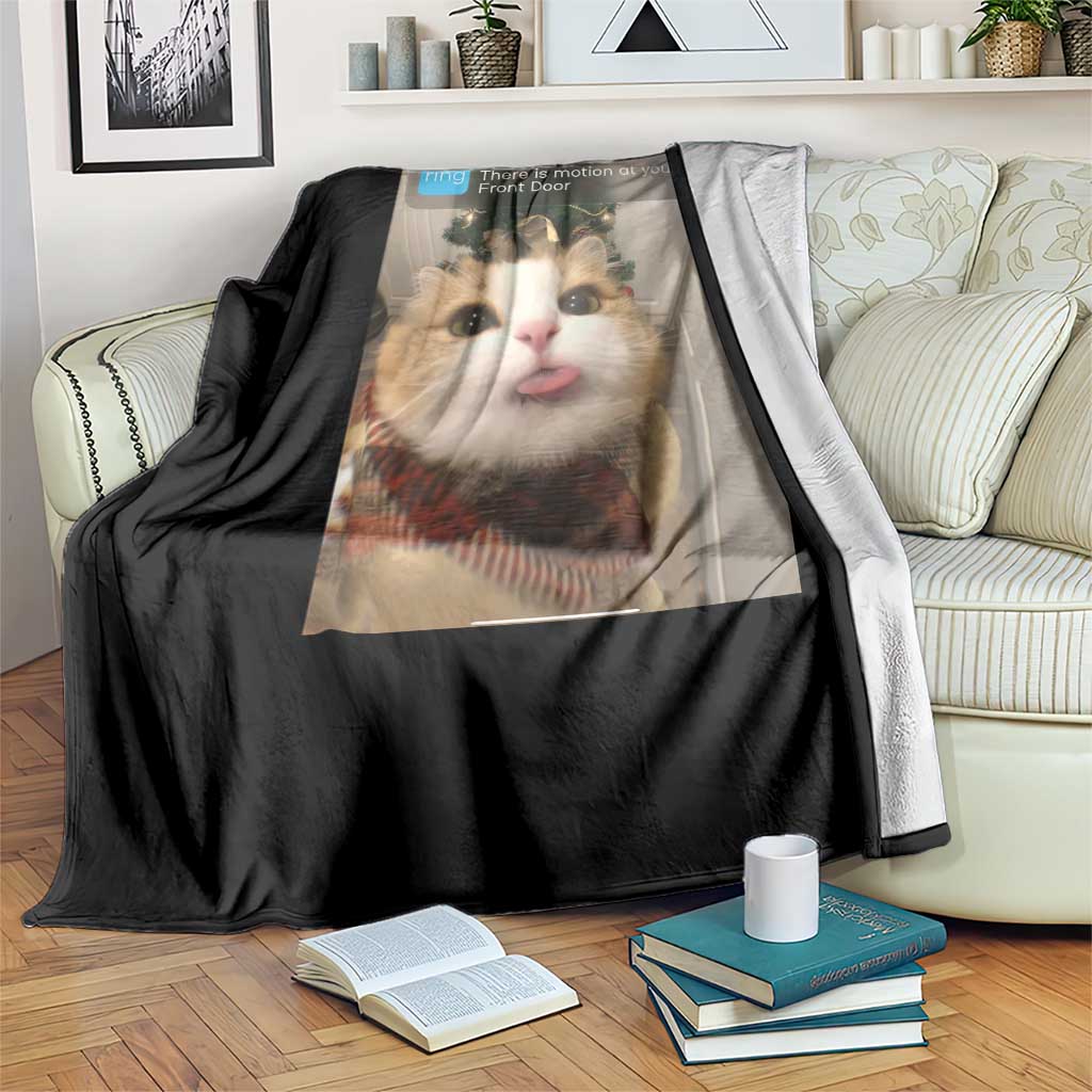 Funny Cat Christmas Throw Blanket Ring There is Motion at Your Front Door Meme Xmas Tree - Wonder Print Shop