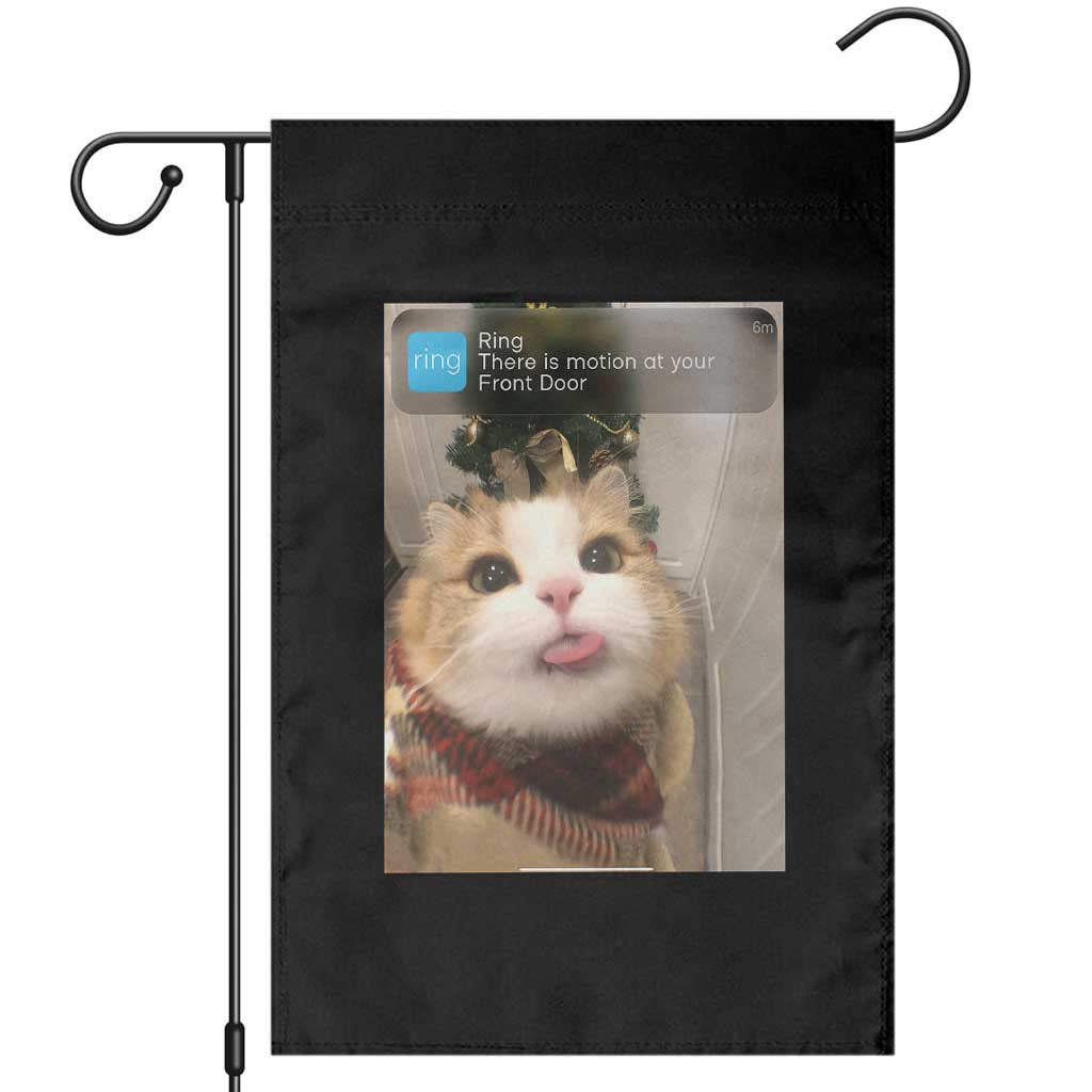 Funny Cat Christmas Garden Flag Ring There is Motion at Your Front Door Meme Xmas Tree - Wonder Print Shop