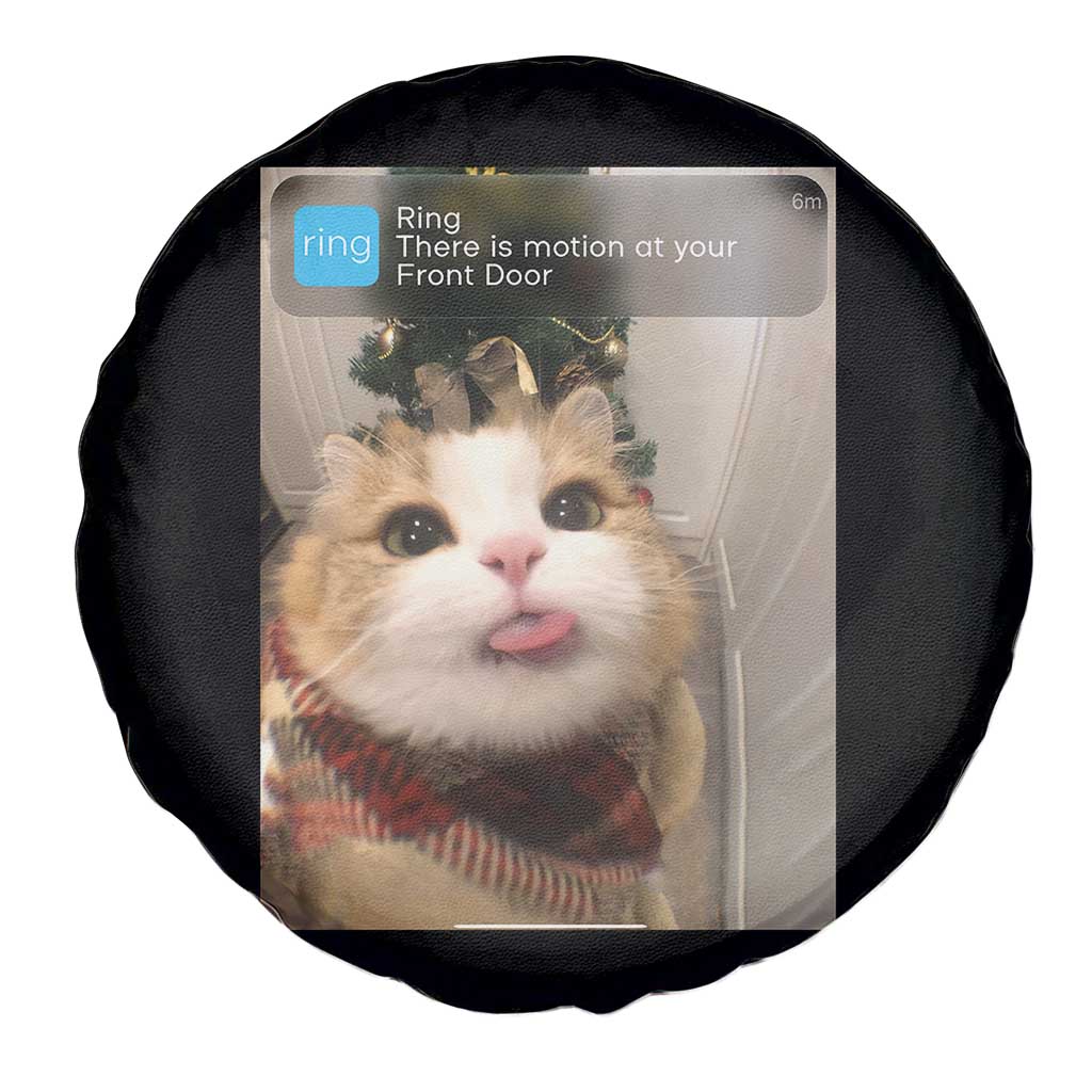 Funny Cat Christmas Spare Tire Cover Ring There is Motion at Your Front Door Meme Xmas Tree - Wonder Print Shop