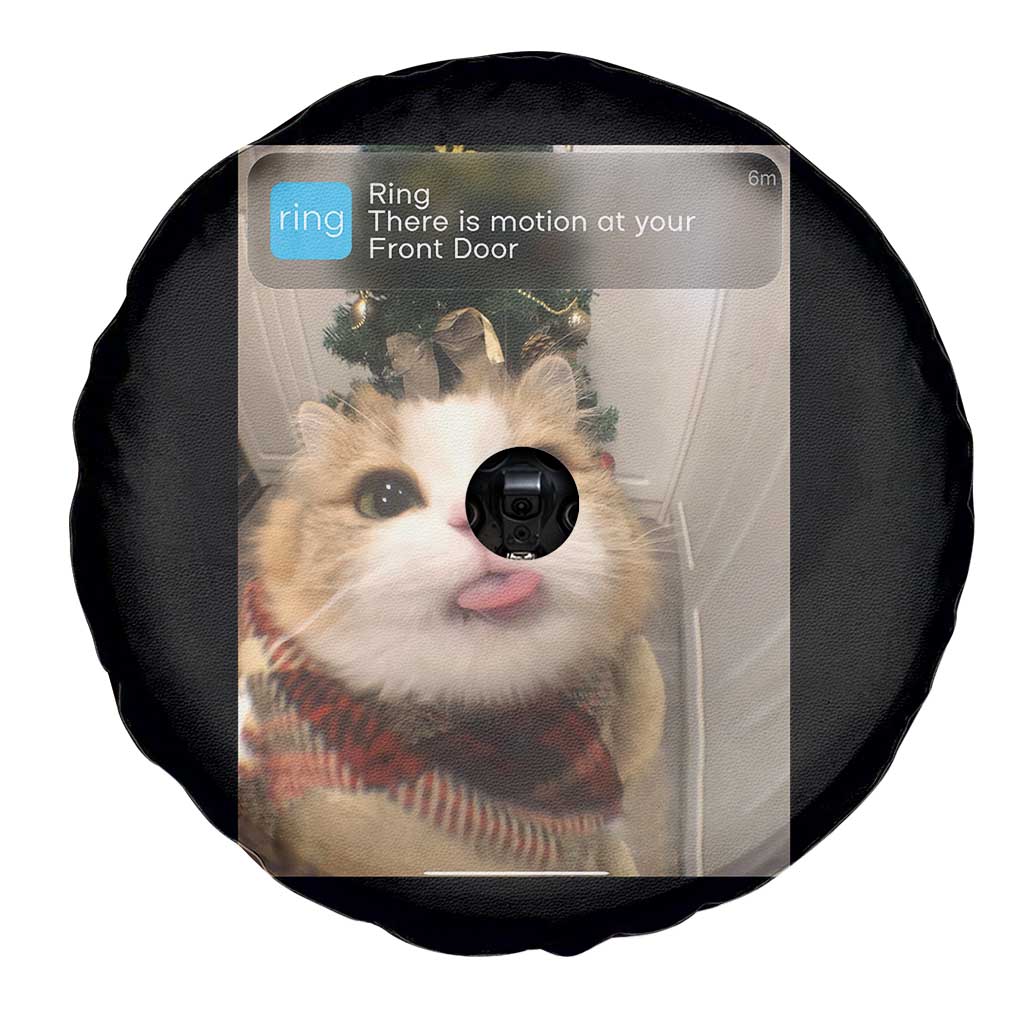 Funny Cat Christmas Spare Tire Cover Ring There is Motion at Your Front Door Meme Xmas Tree - Wonder Print Shop