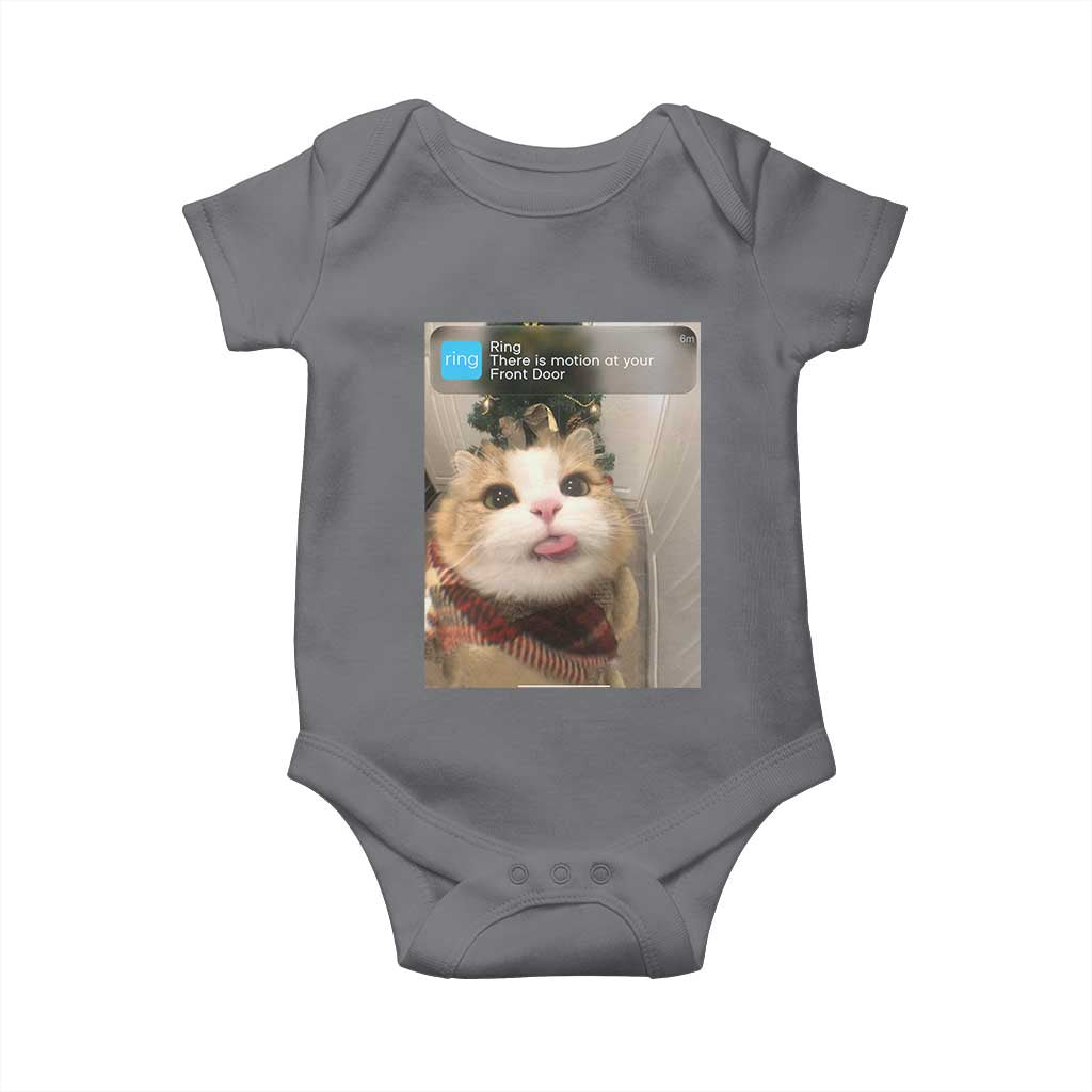 Funny Cat Christmas Baby Onesie Ring There is Motion at Your Front Door Meme Xmas Tree - Wonder Print Shop