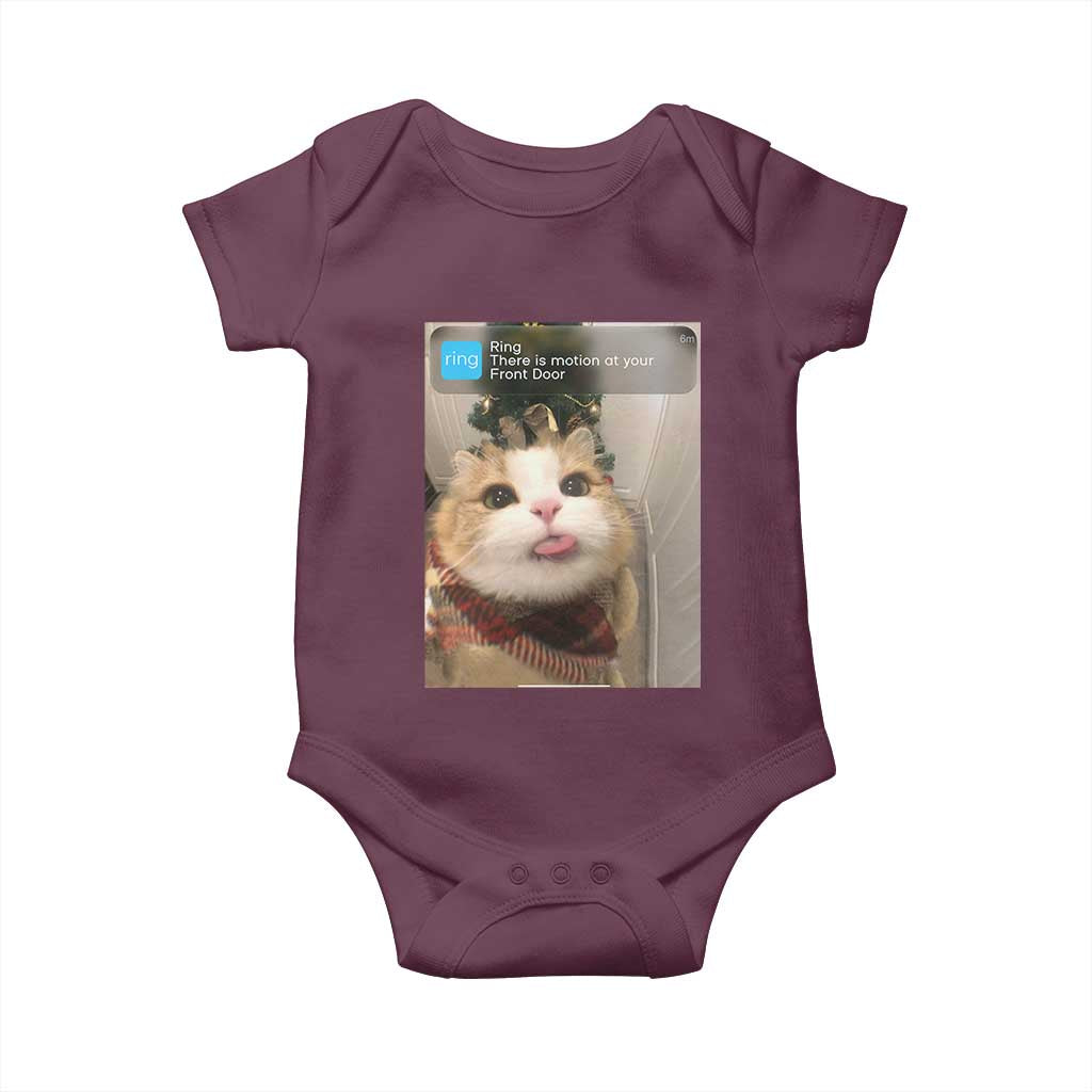 Funny Cat Christmas Baby Onesie Ring There is Motion at Your Front Door Meme Xmas Tree - Wonder Print Shop