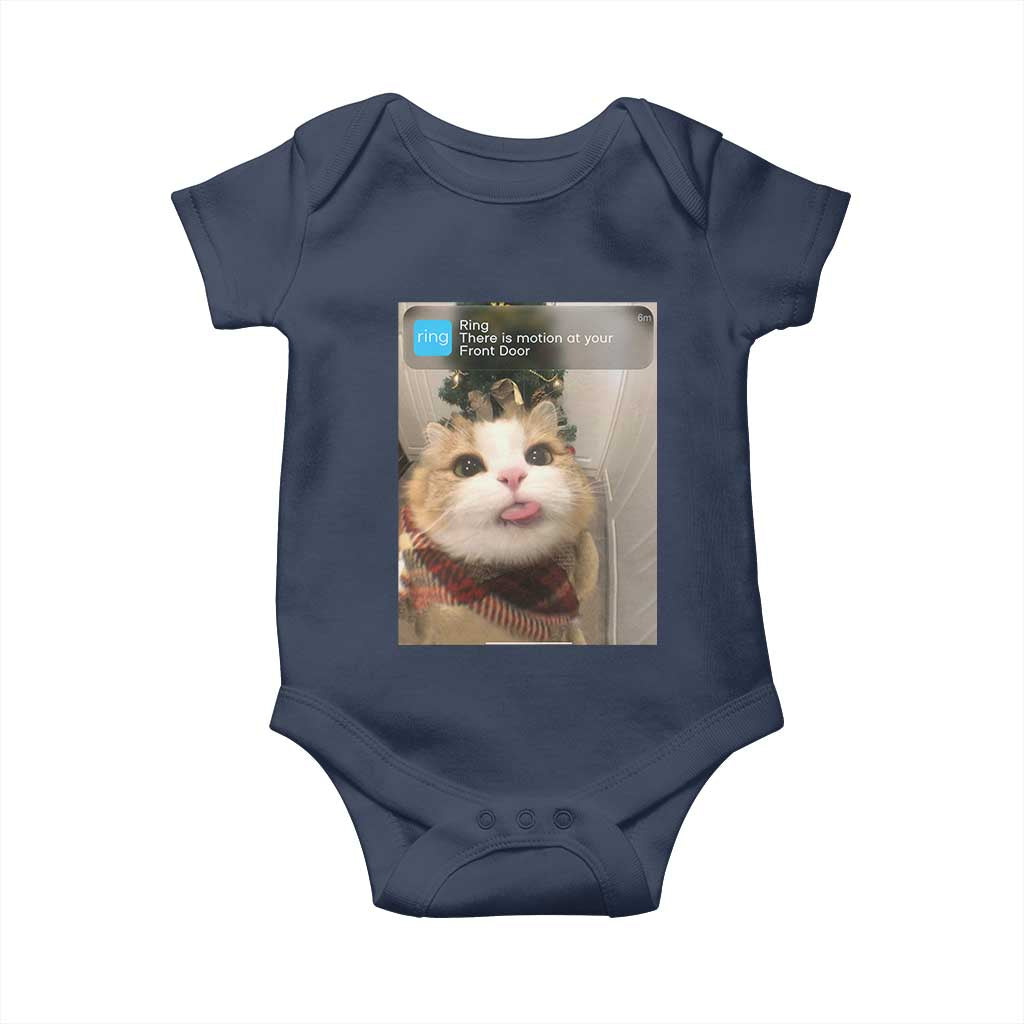 Funny Cat Christmas Baby Onesie Ring There is Motion at Your Front Door Meme Xmas Tree - Wonder Print Shop