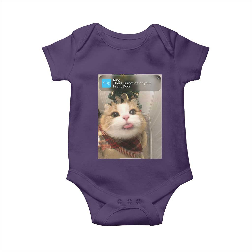 Funny Cat Christmas Baby Onesie Ring There is Motion at Your Front Door Meme Xmas Tree - Wonder Print Shop