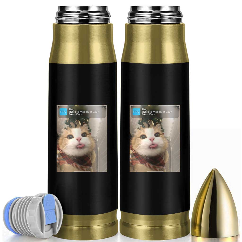Funny Cat Christmas Bullet Tumbler Ring There is Motion at Your Front Door Meme Xmas Tree - Wonder Print Shop