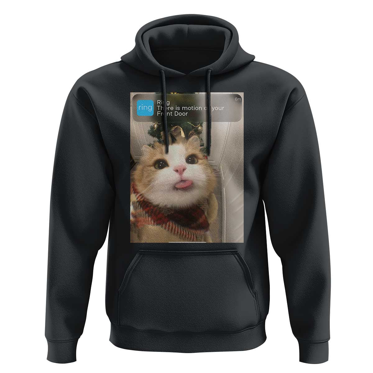 Funny Cat Christmas Hoodie Ring There is Motion at Your Front Door Meme Xmas Tree - Wonder Print Shop