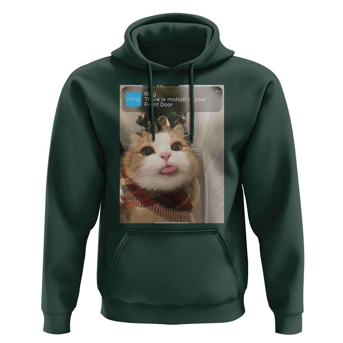 Funny Cat Christmas Hoodie Ring There is Motion at Your Front Door Meme Xmas Tree - Wonder Print Shop