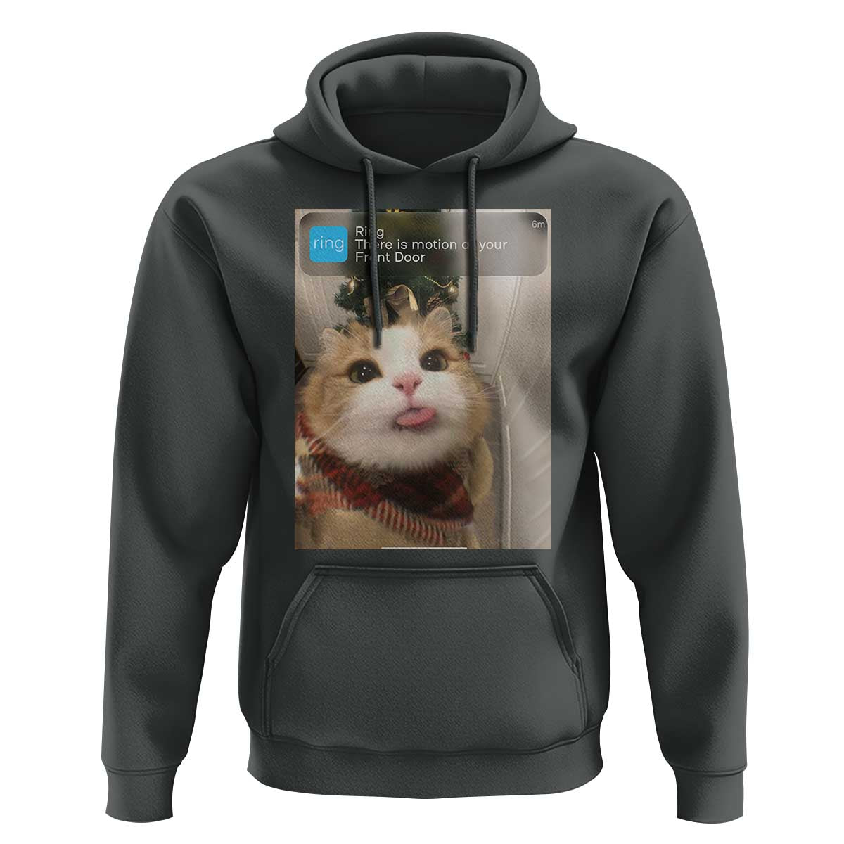 Funny Cat Christmas Hoodie Ring There is Motion at Your Front Door Meme Xmas Tree - Wonder Print Shop