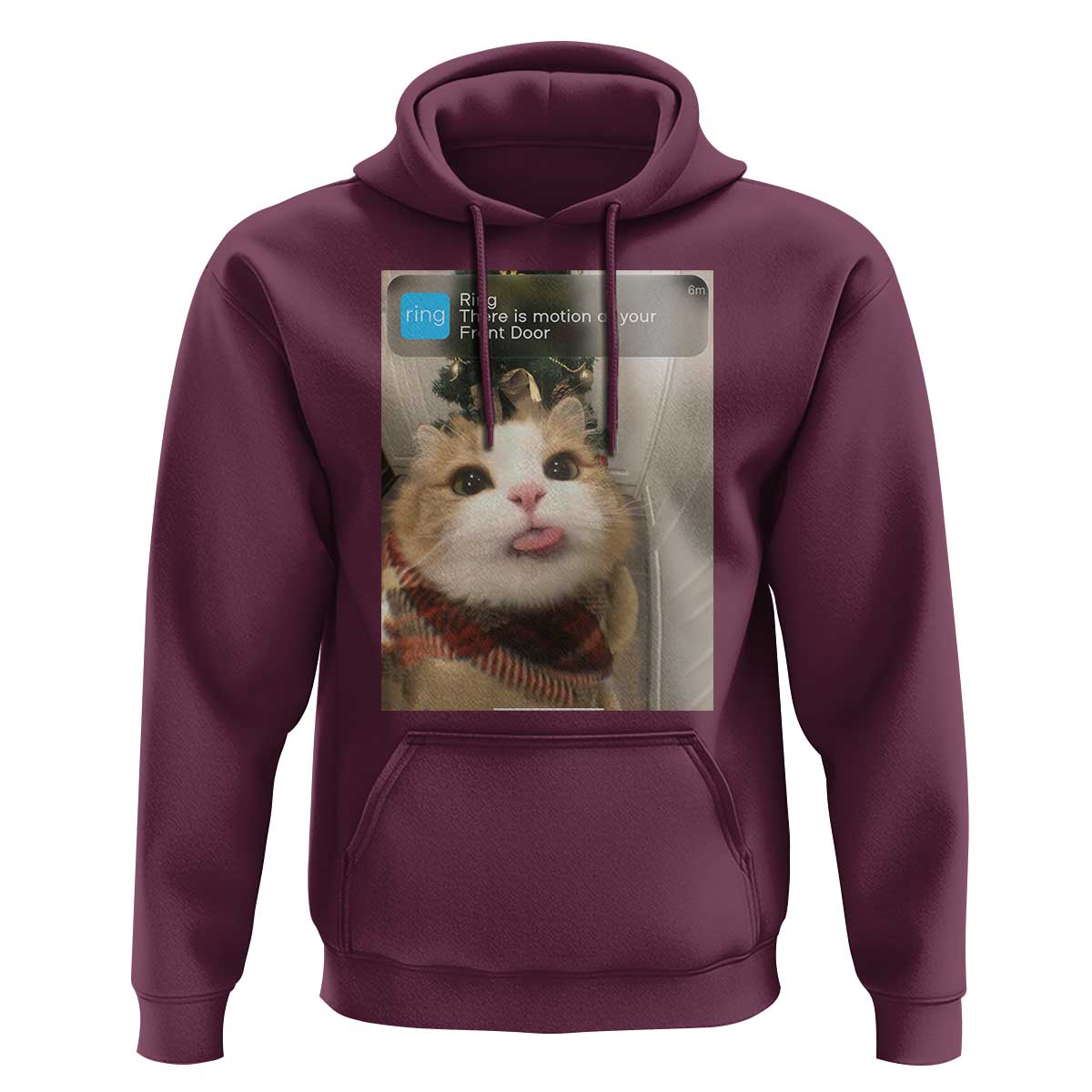 Funny Cat Christmas Hoodie Ring There is Motion at Your Front Door Meme Xmas Tree - Wonder Print Shop