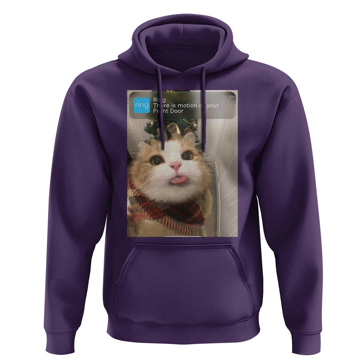 Funny Cat Christmas Hoodie Ring There is Motion at Your Front Door Meme Xmas Tree - Wonder Print Shop