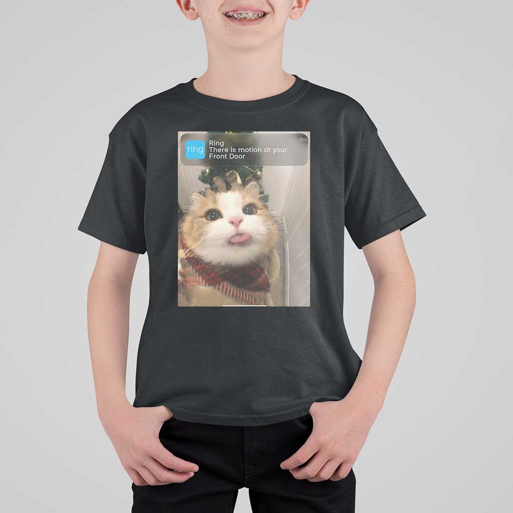 Funny Cat Christmas T Shirt For Kid Ring There is Motion at Your Front Door Meme Xmas Tree - Wonder Print Shop