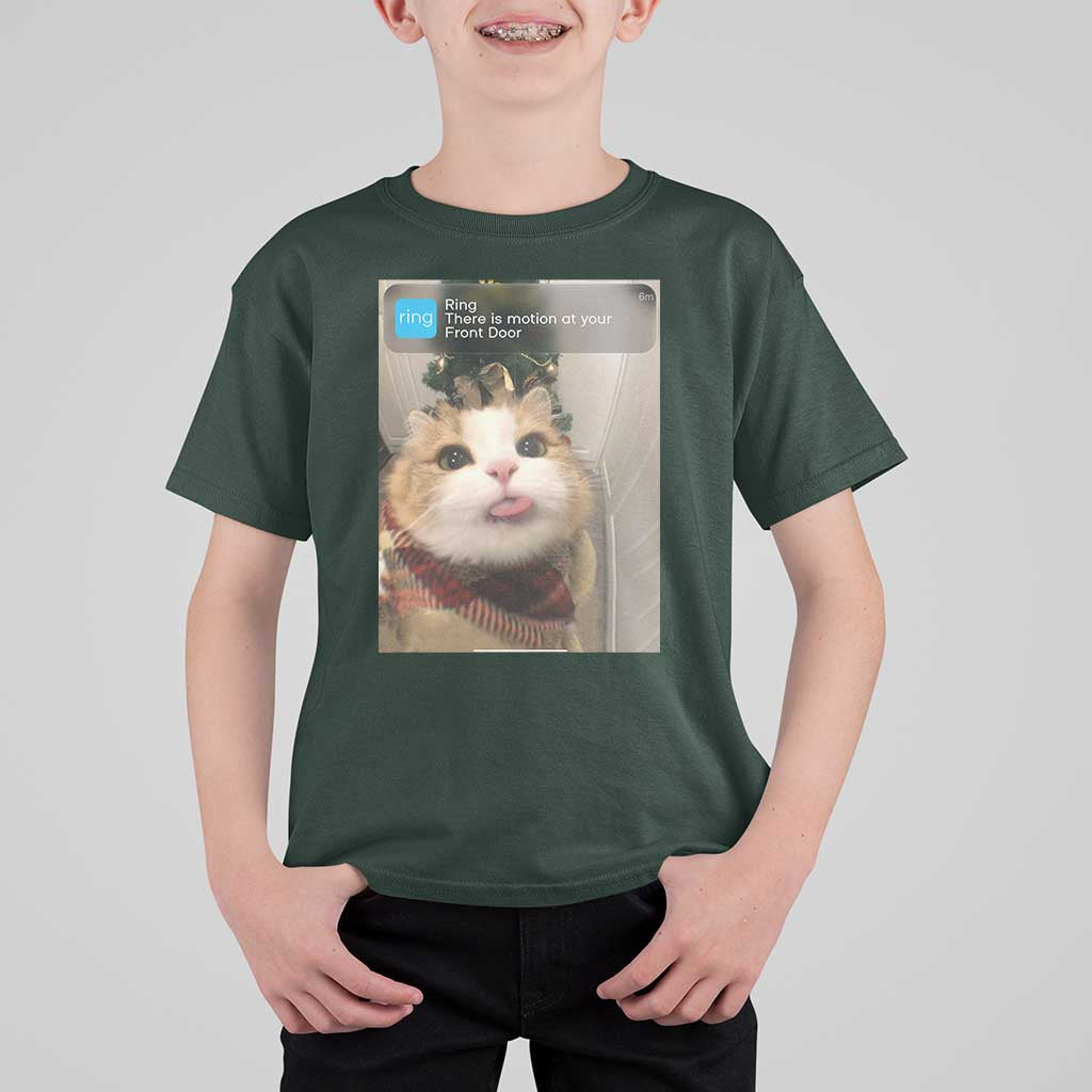 Funny Cat Christmas T Shirt For Kid Ring There is Motion at Your Front Door Meme Xmas Tree - Wonder Print Shop
