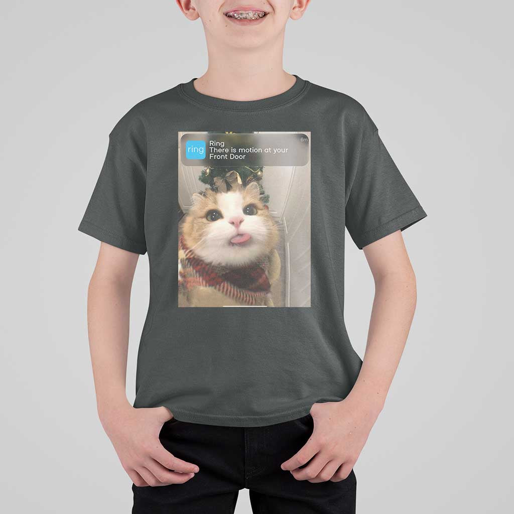 Funny Cat Christmas T Shirt For Kid Ring There is Motion at Your Front Door Meme Xmas Tree - Wonder Print Shop
