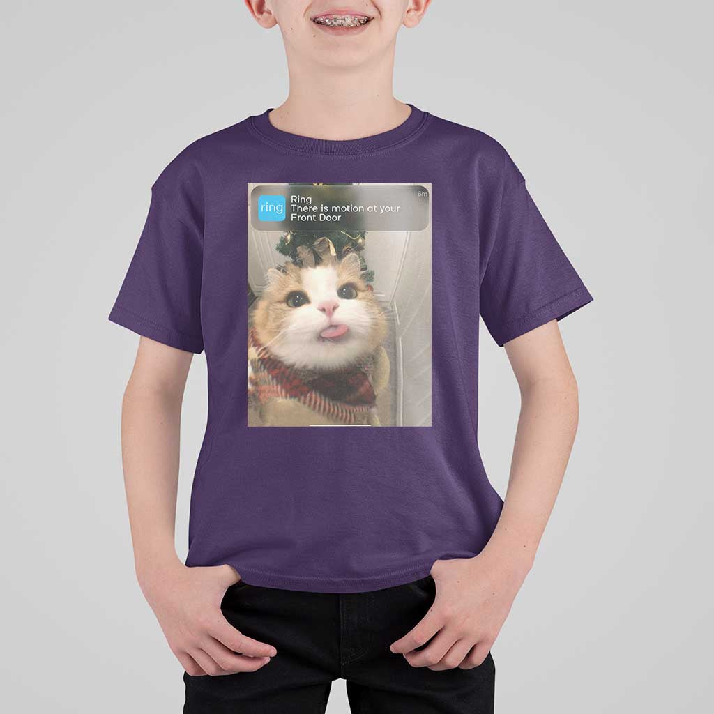 Funny Cat Christmas T Shirt For Kid Ring There is Motion at Your Front Door Meme Xmas Tree - Wonder Print Shop