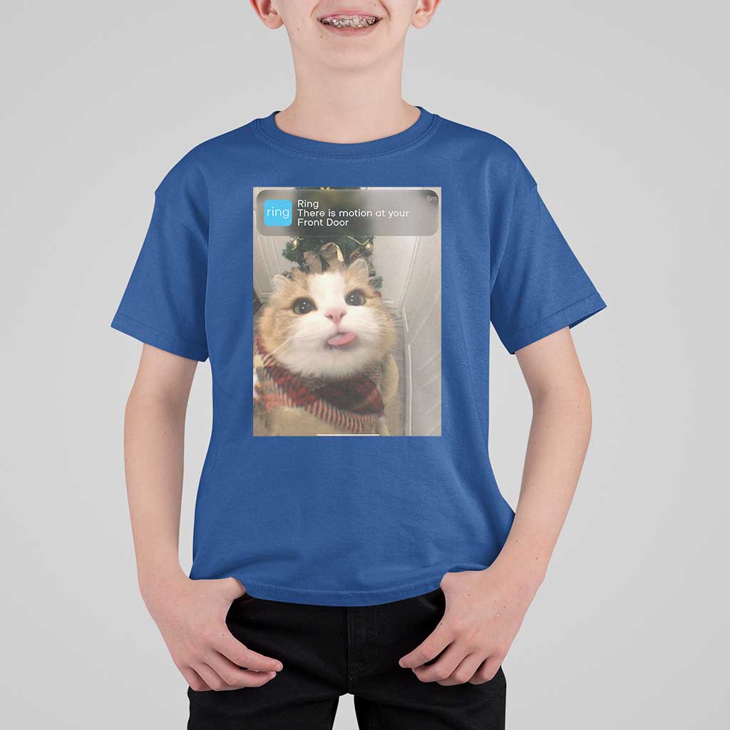 Funny Cat Christmas T Shirt For Kid Ring There is Motion at Your Front Door Meme Xmas Tree - Wonder Print Shop