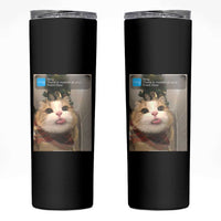 Funny Cat Christmas Skinny Tumbler Ring There is Motion at Your Front Door Meme Xmas Tree - Wonder Print Shop