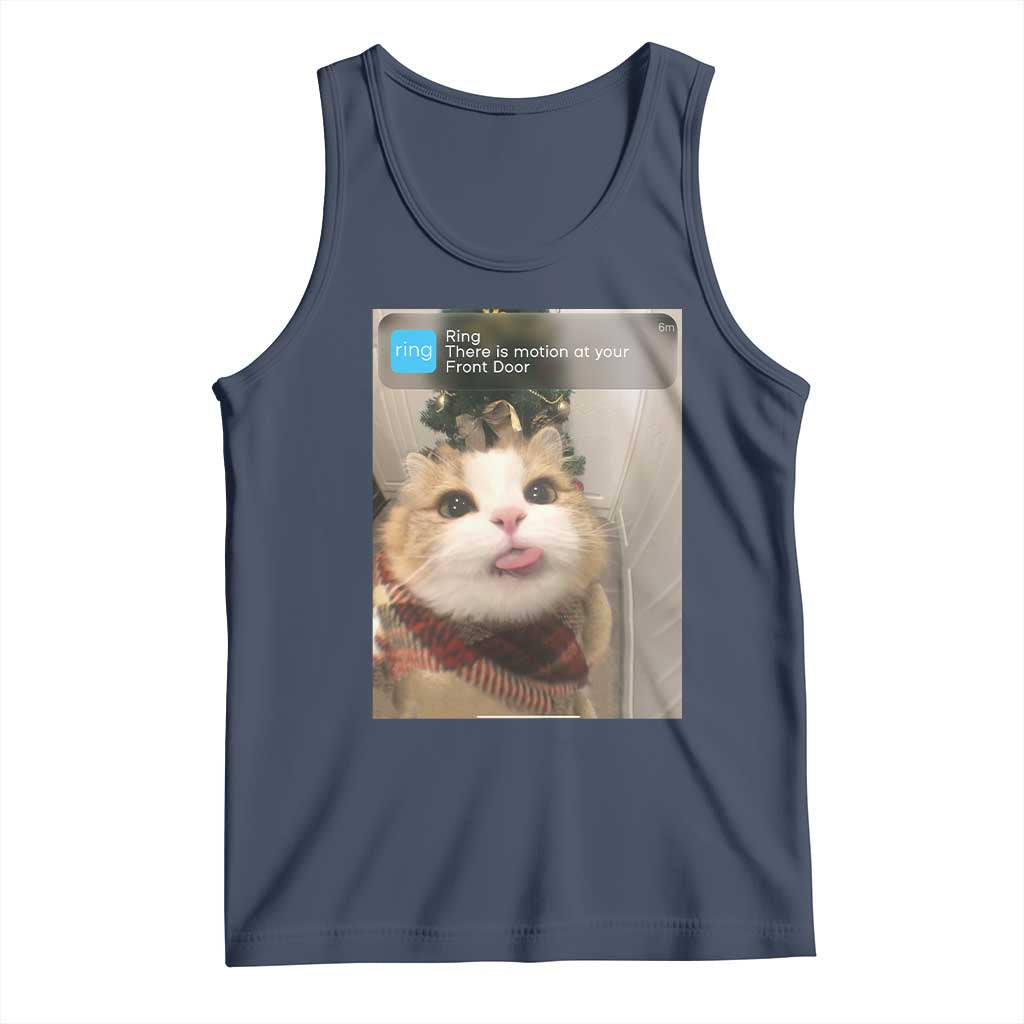 Funny Cat Christmas Tank Top Ring There is Motion at Your Front Door Meme Xmas Tree - Wonder Print Shop