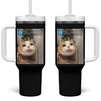 Funny Cat Christmas Tumbler With Handle Ring There is Motion at Your Front Door Meme Xmas Tree - Wonder Print Shop