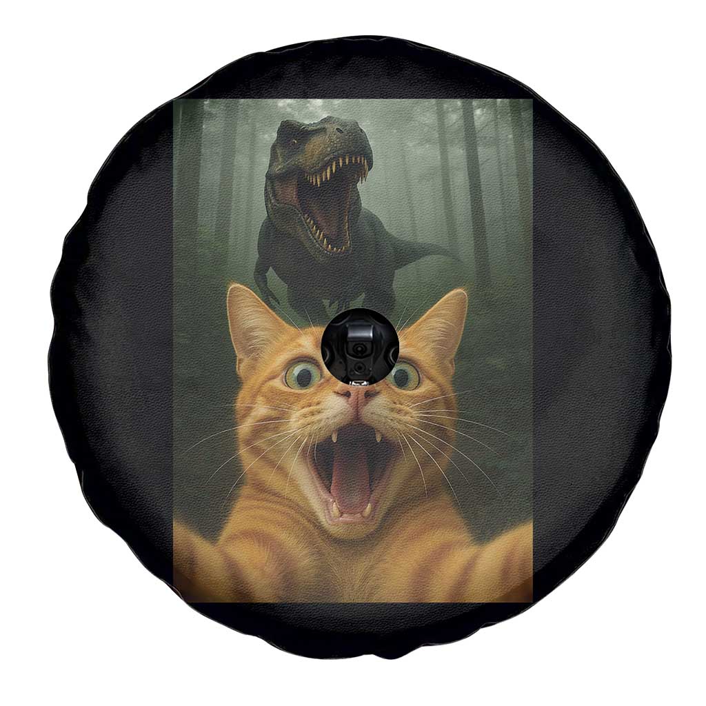 Cat Selfie With Dinosaur Spare Tire Cover Funny Cat Gifts - Wonder Print Shop