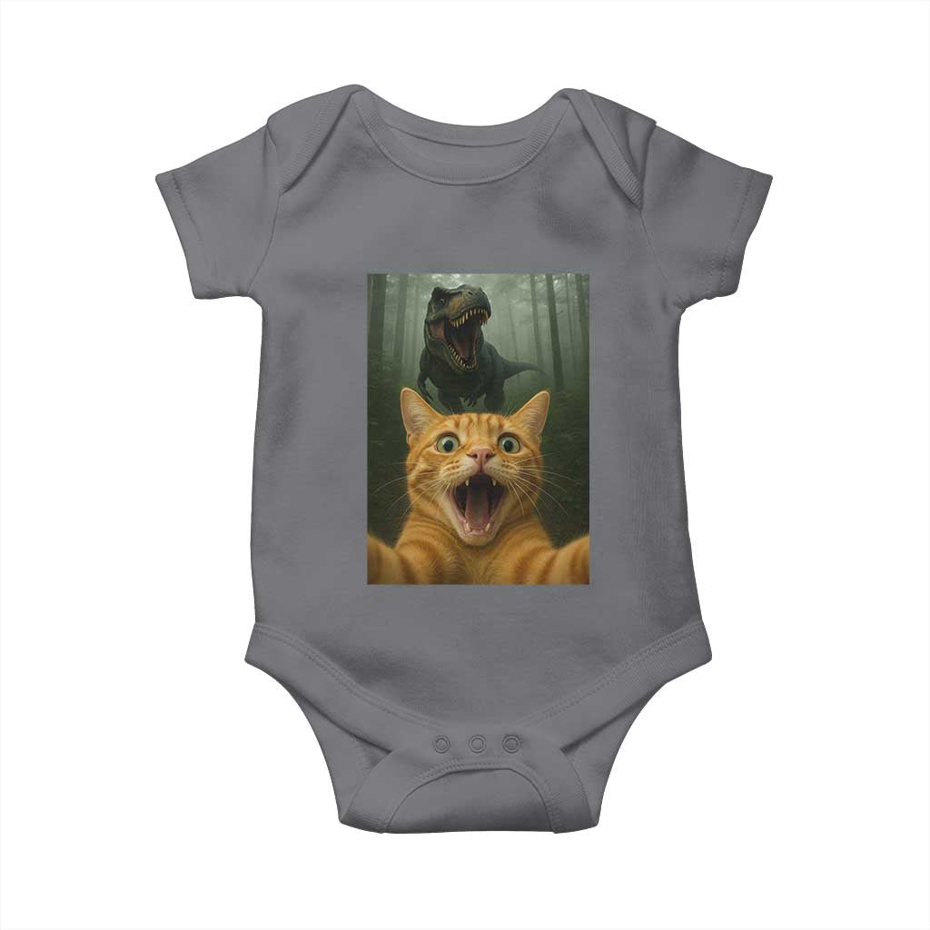 Cat Selfie With Dinosaur Baby Onesie Funny Cat Gifts - Wonder Print Shop