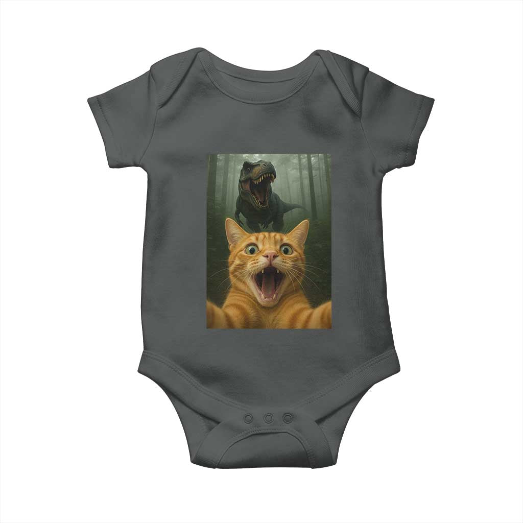 Cat Selfie With Dinosaur Baby Onesie Funny Cat Gifts - Wonder Print Shop