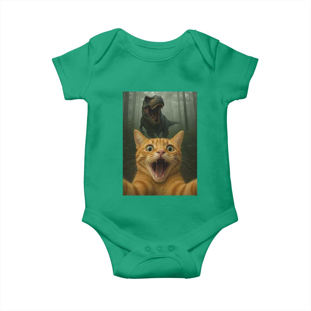 Cat Selfie With Dinosaur Baby Onesie Funny Cat Gifts - Wonder Print Shop