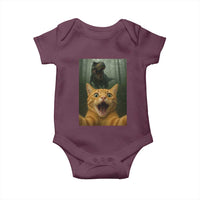 Cat Selfie With Dinosaur Baby Onesie Funny Cat Gifts - Wonder Print Shop